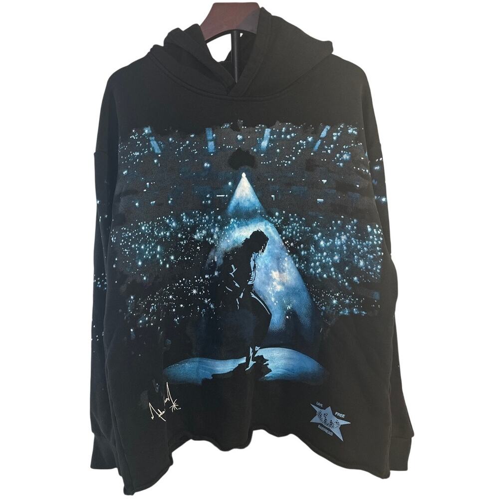 Michael Jackson Live Free Barriers Worldwide Graphic Print Hoodie Size Medium